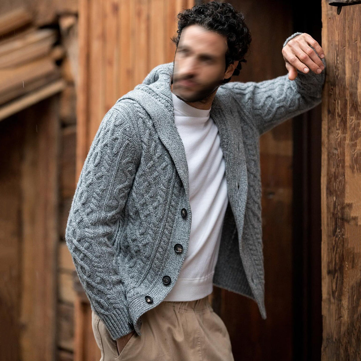 Men's Scotland Knit Aran Jumper Vintage Hooded Cardigan artswardrobe