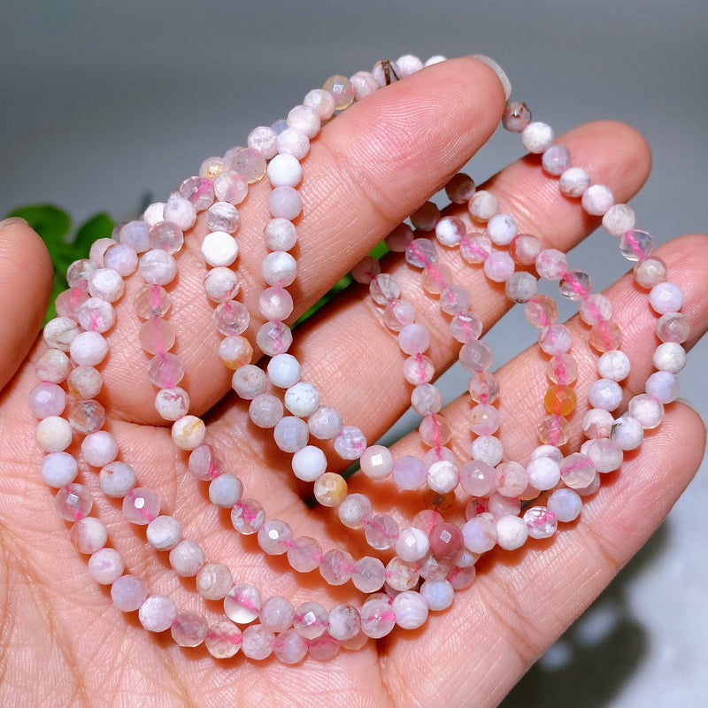 4mm Rose Quartz Faceted Crystal Healing Bracelet