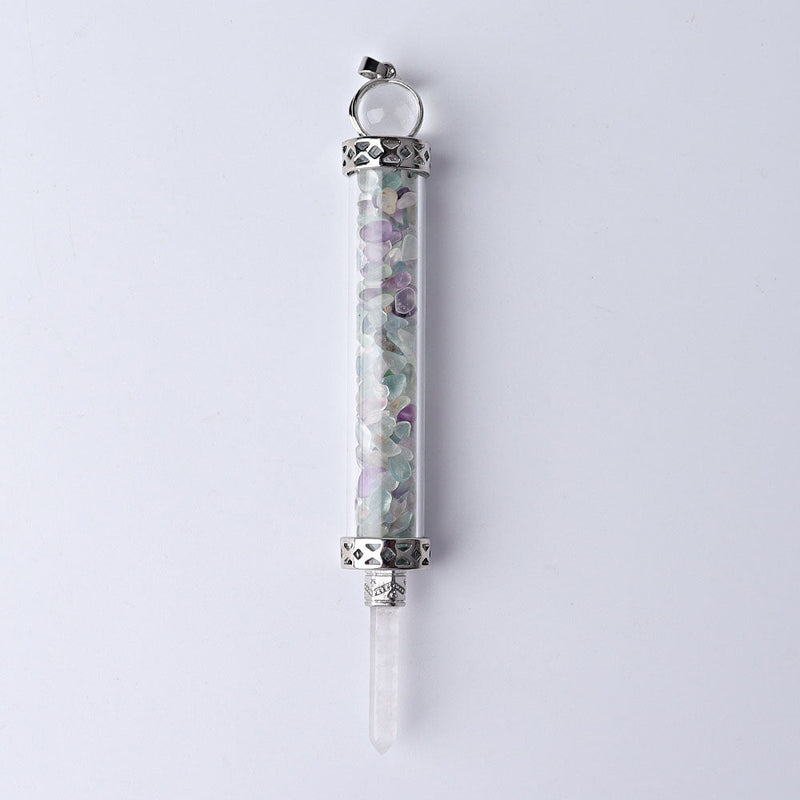 5 Inch Crystal Pendant Filled With Healing Chips