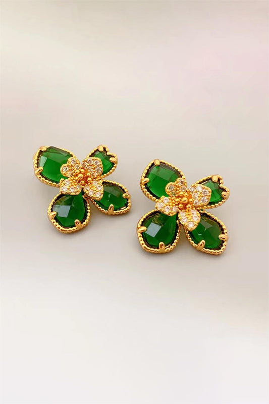 Dimentional Acrylic Earrings in Gold Tone