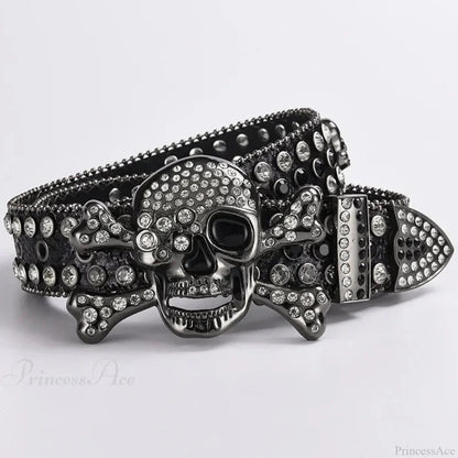 Rebellious Dark Skull Diamond Rhinestone Belt