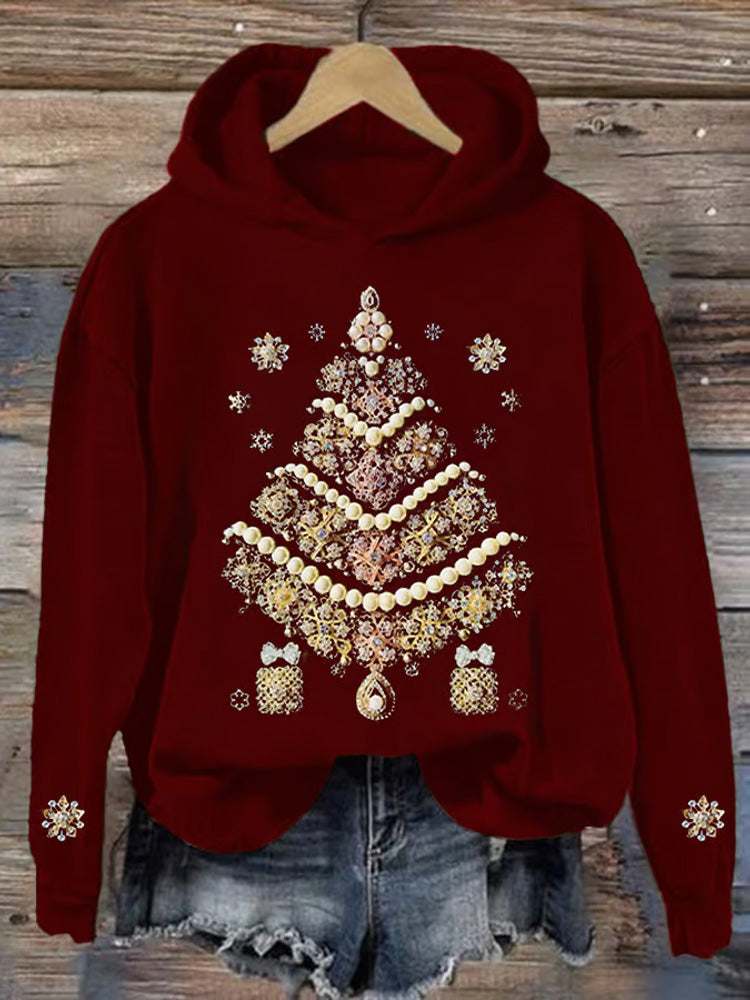 Comstylish Women's Christmas Printed Casual Crew Neck Sweatshirt