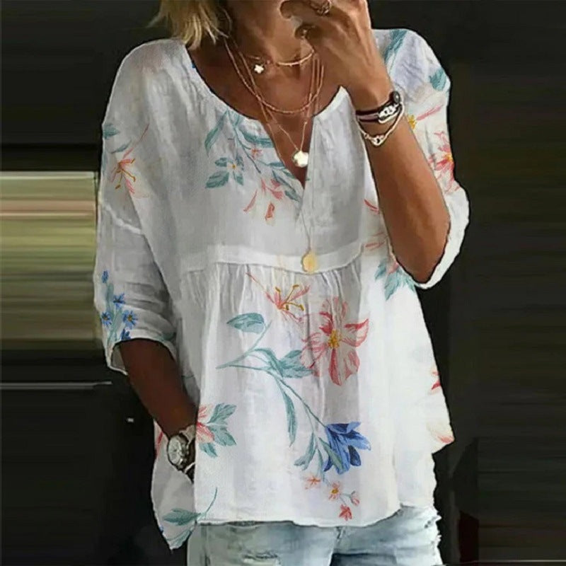 Women's Loose Casual V-neck T-shirt