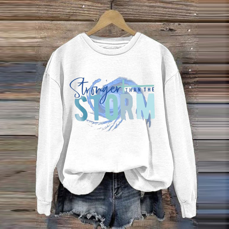 Comstylish Women's Stronger Than The Storm Printed Crew Neck Sweatshirt