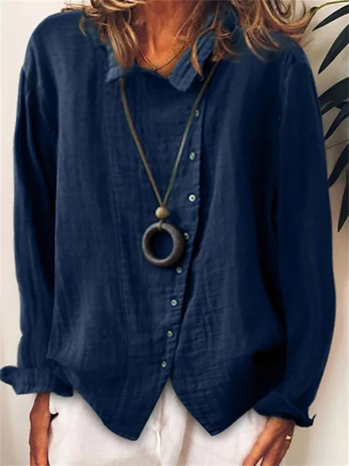 LM | Asymmetric button-up blouse