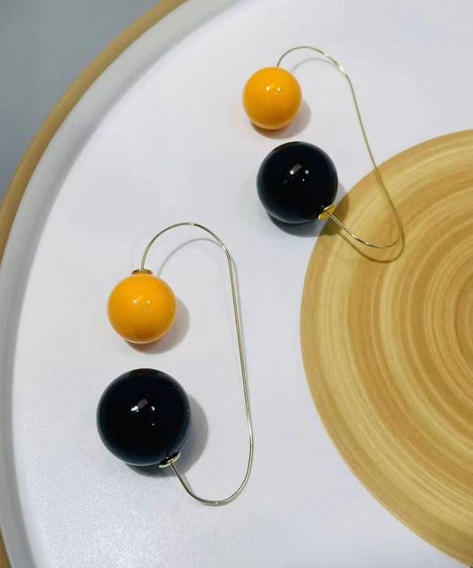 Colorblock Copper Resin Ball Hoop Earrings