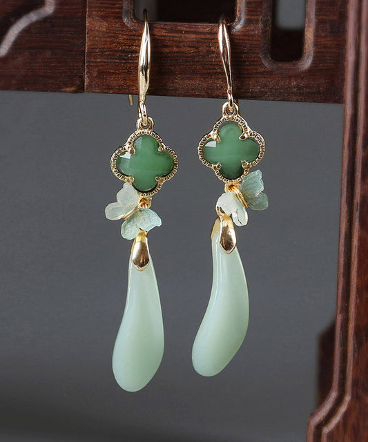 Light Green Sterling Silver Coloured Glaze Acrylic Drop Earrings