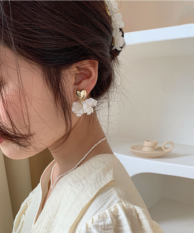 Fine White Sterling Silver Love Drop Earrings