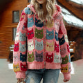 Colorful Cats Pattern Art Cozy Knit Cardigan elevenforest