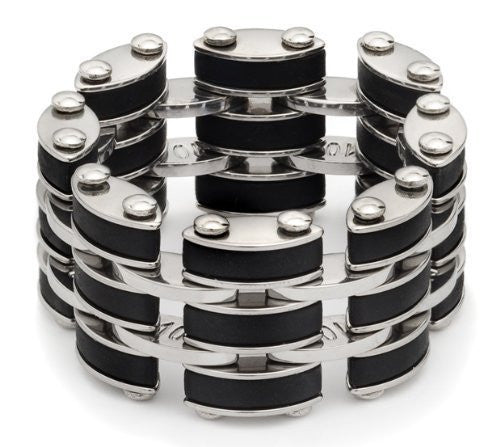 Black Link Steel Ring