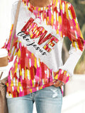 Comstylish Retro Valentine S Day Love Heart Love Like Jesus Print Sweatshirt