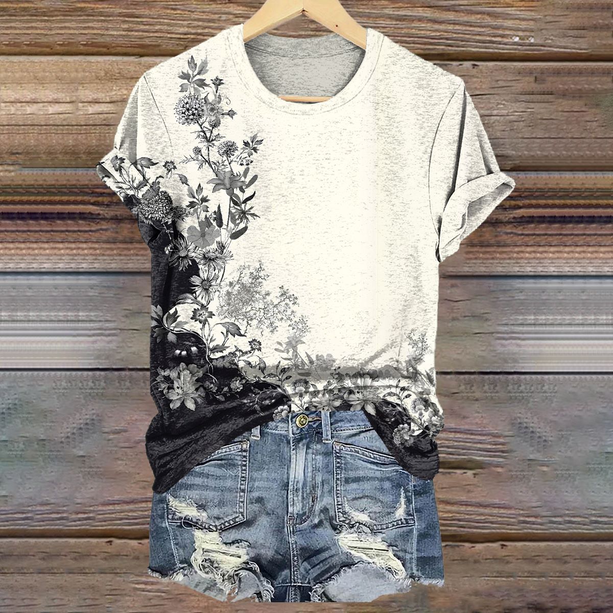 Floral Art Print T-Shirt