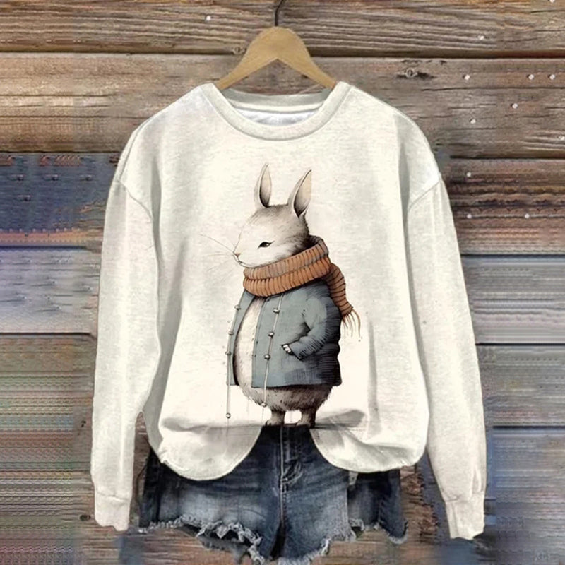 Comstylish Women'S Bunny Print Casual Long-Sleeved Sweatshirt