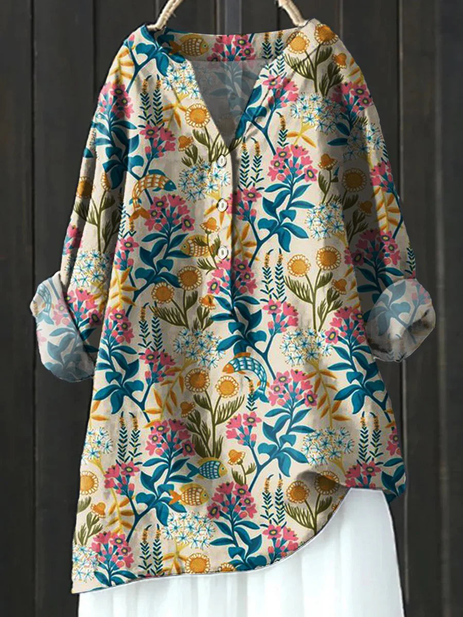 Women's Floral Art Print Casual Shirt