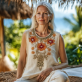 Women's Vintage Bohemian Floral Cotton And Linen Vest artswardrobe