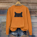 Women's Black Cat Abstract Art Painting Sweatshirt elevenforest
