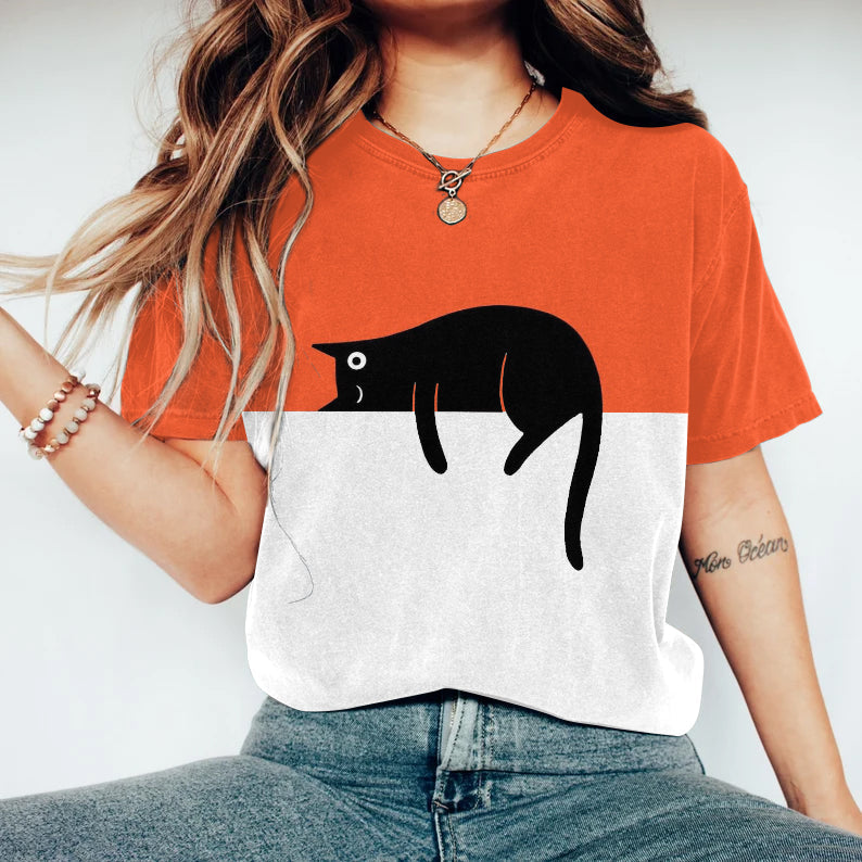 Abstract Black Cat Painting Art T-Shirt elevenforest