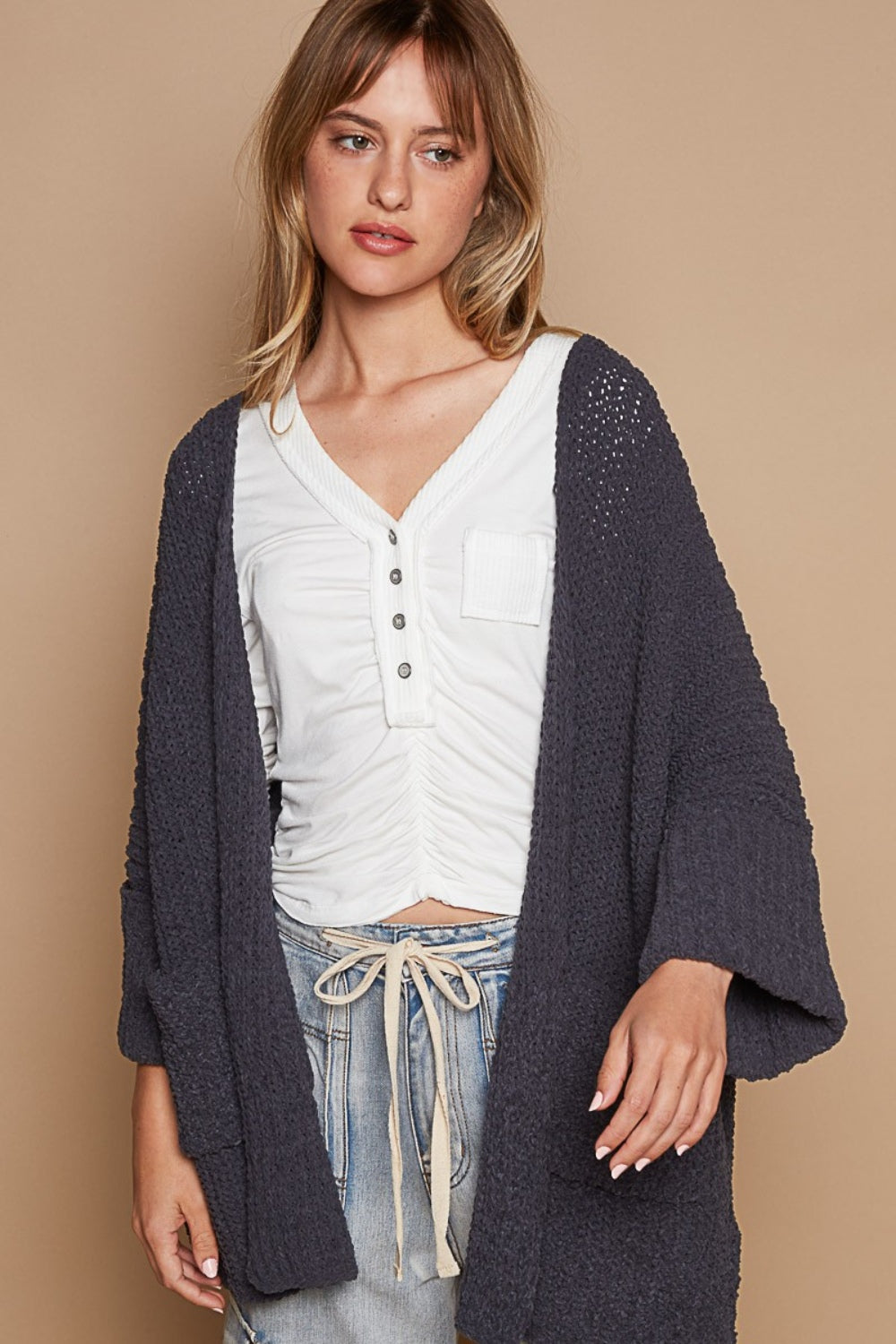 Eliana® | Open front sweater cardigan with pockets