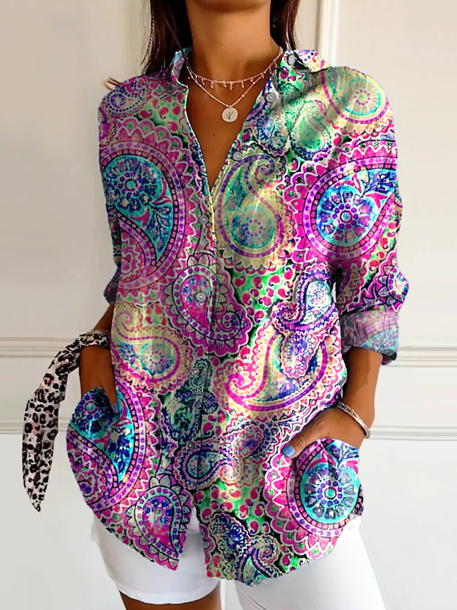 Women's Art Painting Hippie Print Long Sleeve Shirt