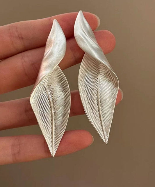 Silk Copper Alloy Leaf Drop Earrings
