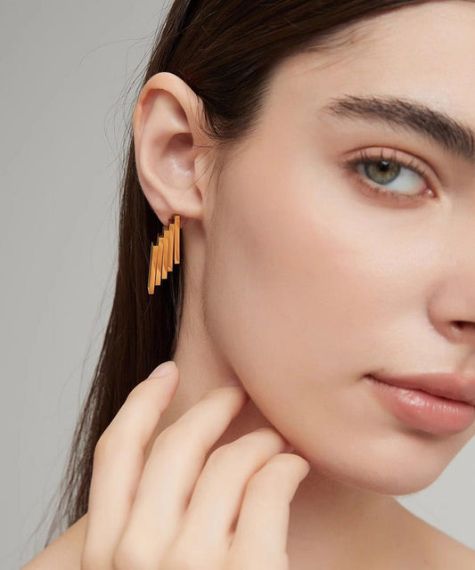 European and American Gold Titanium Steel Geometric Earrings