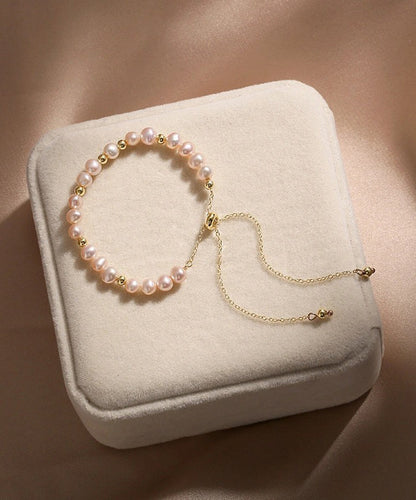 Handmade Original Design Pink Pearl 14k Gold Bracelet