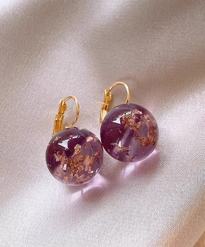 Diy Purple Sterling Silver Overgild Gem Stonel Hoop Earrings