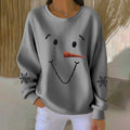 Comstylish Women's Christmas Snowman Snowflake Print Crew Neck Casual Sweatshirt
