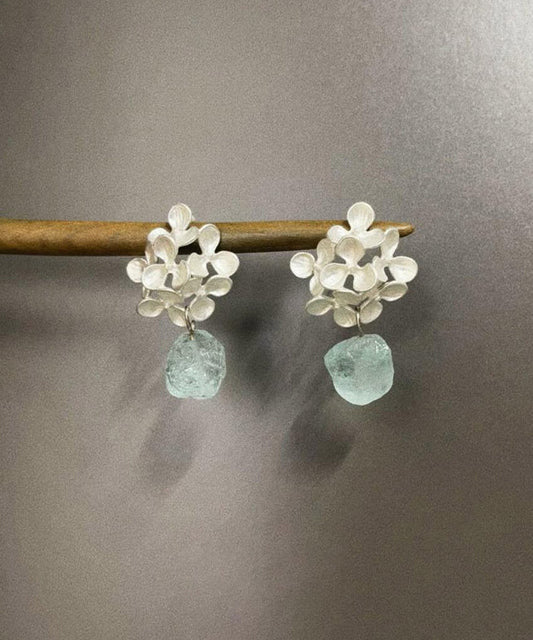 Style Silk Alloy Gem Stone Tassel Drop Earrings