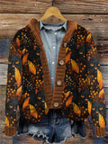 Colorful Black Cat Pattern Women's Cardigan elevenforest