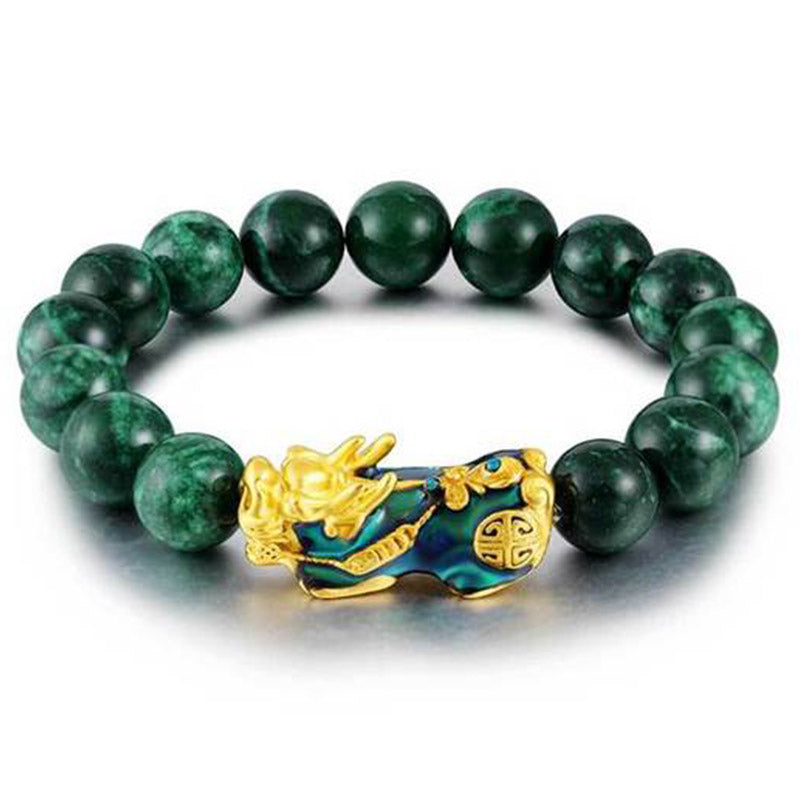 Buddha Stones Fengshui Pixiu Jade Protection Bracelet