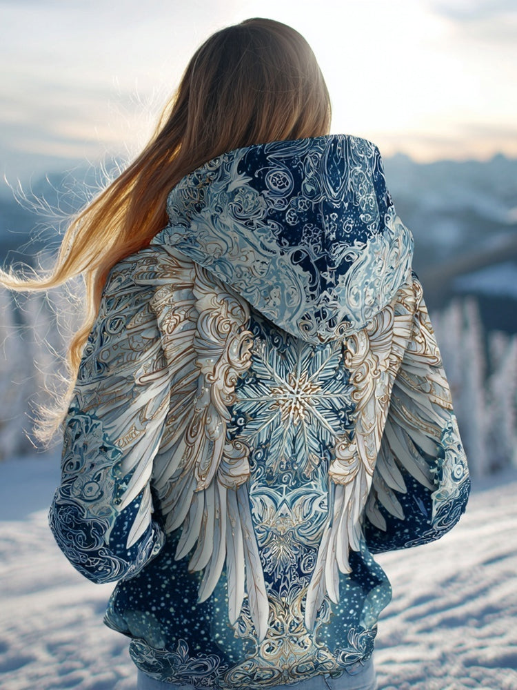 Comstylish Vintage Snowflake And Wings Art Pattern Comfy Hoodie