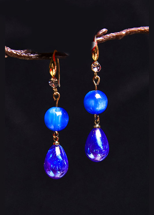 Style Peacock Blue Water Droplet Acrylic Drop Earrings