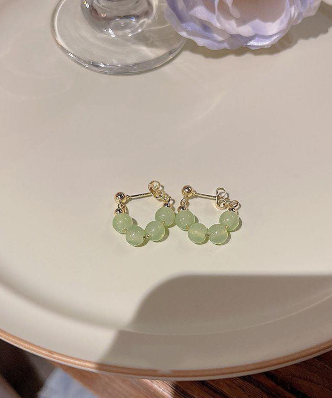 Green Overgile Crystal Hoop Earrings