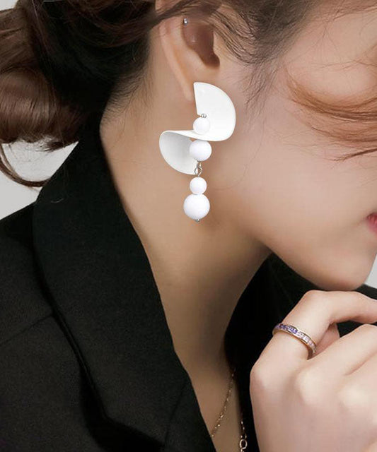 Original Design White Sterling Silver Drop Earrings