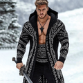 Men's Viking Geometry Tribal Pattern Jacquard Cozy Cardigan Sweater artswardrobe