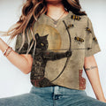 Black Cat Tribal Warrior Japanese Kyudo Short Sleeve T-shirt elevenforest