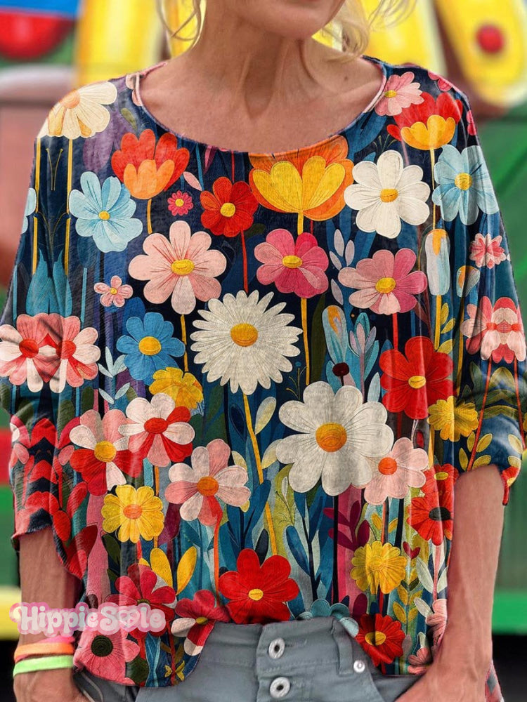 Colorful Flower Art Print Long Sleeve