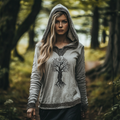 Comstylish Women's Viking Tree Of Life Jacquard Celtic Knot Linen Hooded Shirt