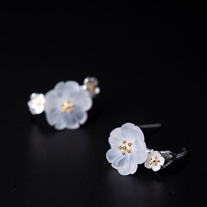 925 Sterling Silver Plum Blossom Spiritual Earrings for Protection
