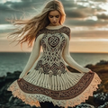 Women's Celtic Knot And Viking Rune Art Knitted Crew Neck Dress artswardrobe