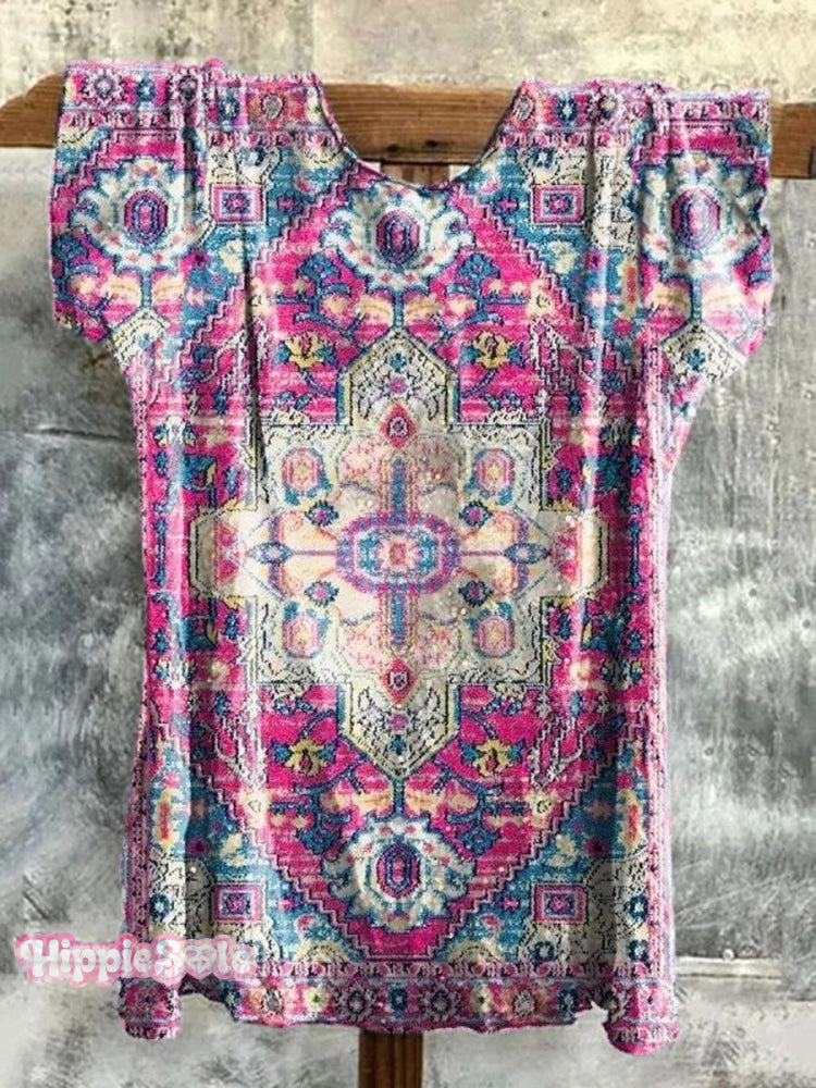 Women's Vintage Bohemian Graphic Print Casual Classic T-shirt