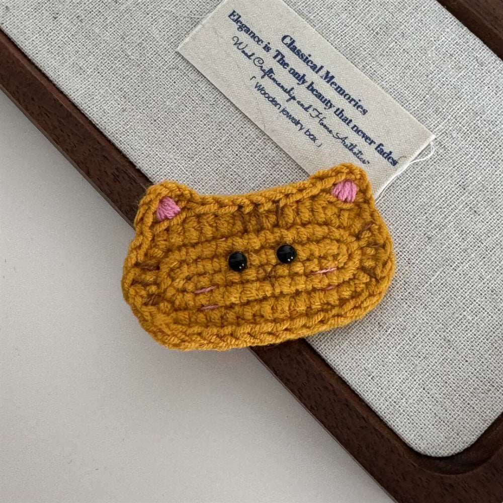 Comstylish Wool Crochet Cartoon Cat Bb Clip