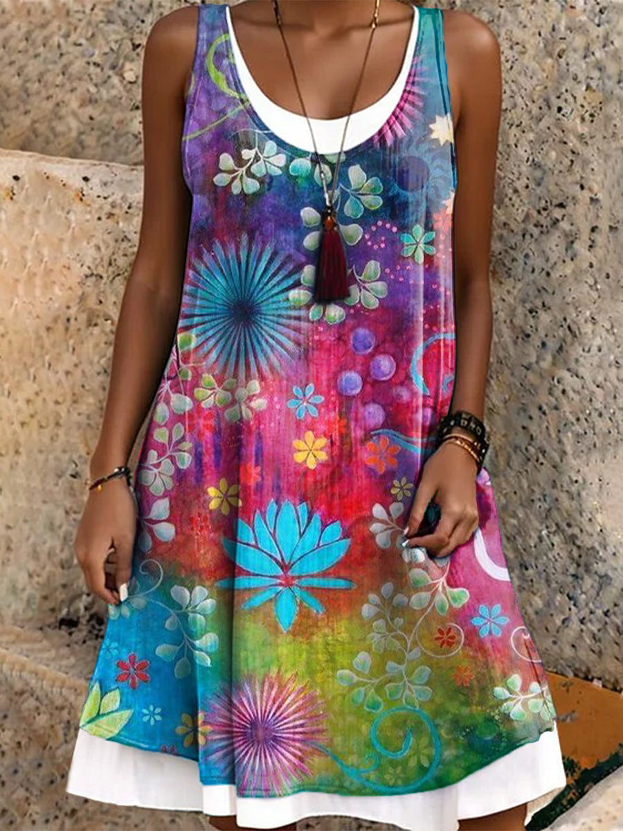 Women's Art Painting Hippie Print Dress