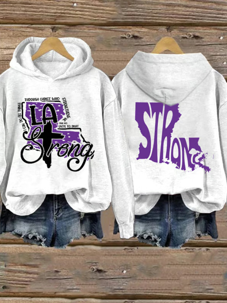 Comstylish Retro Louisiana Strong I Can Do All Things Through Christ Who Strengthens Me Philippians 4_13 Unite To Fight Print Hoodie