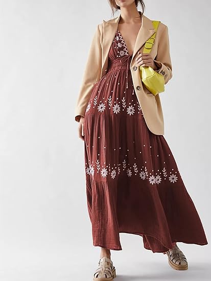 LM | Bohème embroidered maxi dress