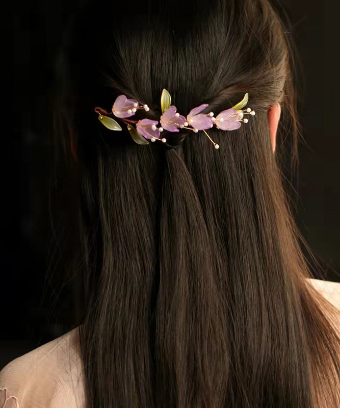 Purple Silk Yarn Glazed Hairpin