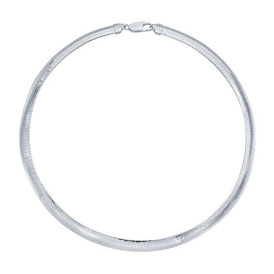 8mm Wide Sterling Silver Omega Necklace Chain - 18 Inches