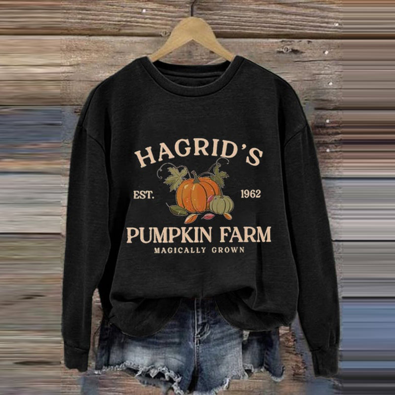 Comstylish Women's Hagrid's Pumpkin Farm Print Sweatshirt