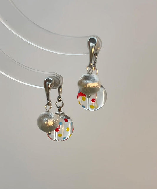 Brief Silk Sterling Silver Dot Frosted Hoop Earrings